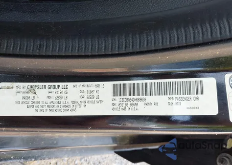 2013 Chrysler 200 Lx из США, поврежденный, VIN 1C3CCBAB4DN669630